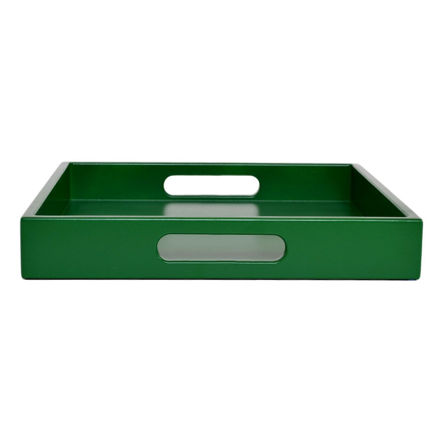Large green ottoman coffee table tray with handles