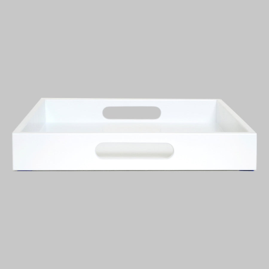 White Lacquer Tray with Handles