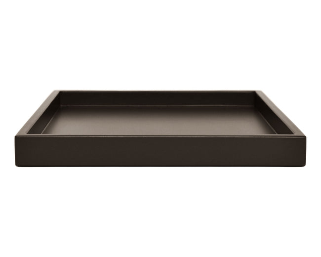 Dark brown low profile large ottoman coffee table tray