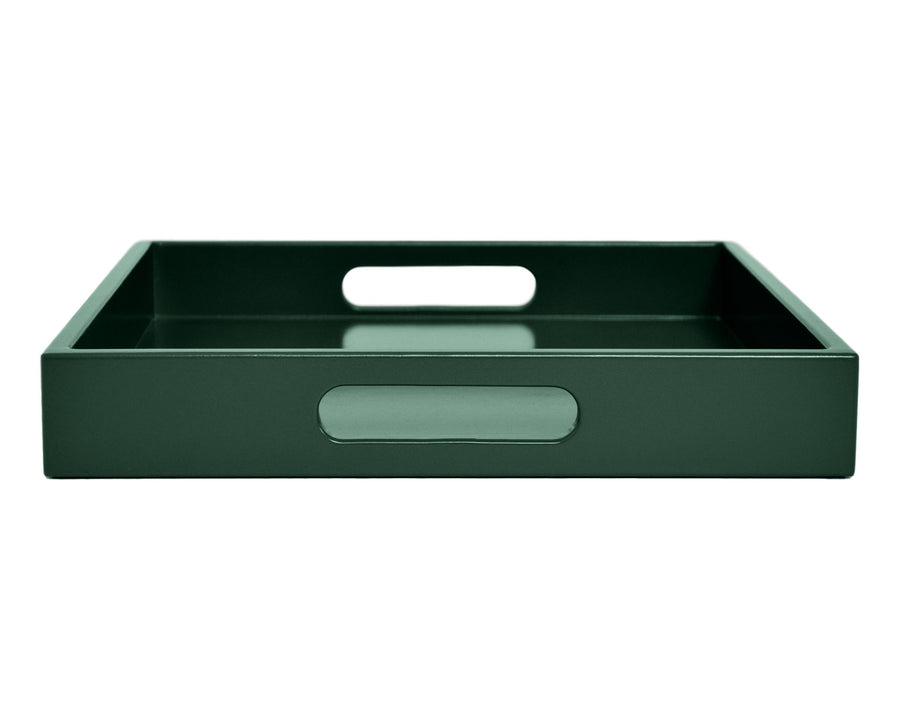 Dark green large ottoman coffee table tray with handles