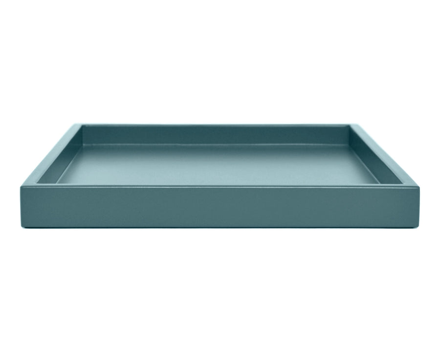 shaded blue low profile ottoman coffee table tray